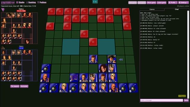 Stratego 40vs40 - Haico vs Hielco - Strategus ranked play #27 смотреть онлайн