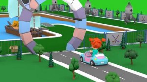 Учим цвета и цифры -  Гоночные машины  - Динозаврик Дино и дети