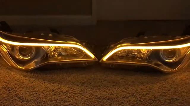 2015 - 2017 Toyota Camry headlights retrofitted with DRL Switchback led strips смотреть онлайн