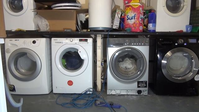 Spin Race No.115 with 4 Washing machines. Zanussi Vs Hoover Vs Hotpoint Vs LG смотреть онлайн