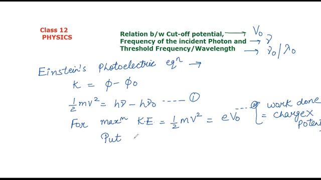 Relation b/w CUT-OFF POTENTIAL, FREQUENCY OF INCIDENT PHOTON,THRESHOLD FREQUENCY/WAVLENGTH смотреть онлайн