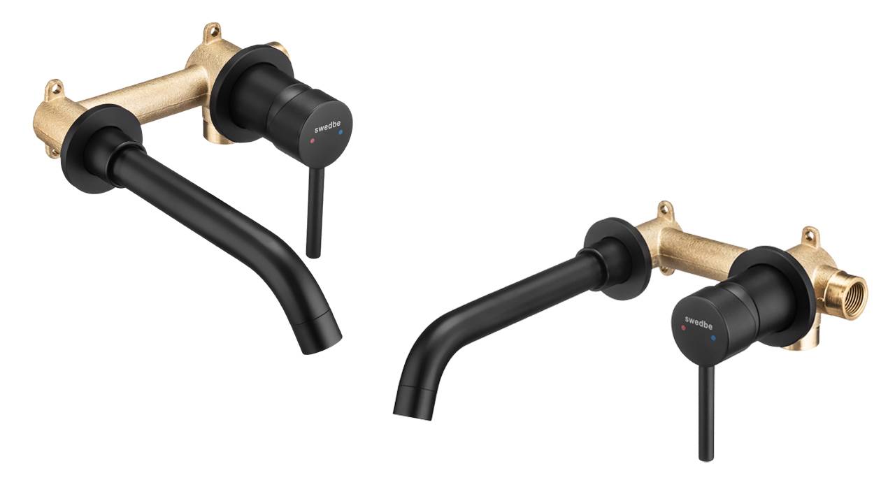 Распаковка черного встраиваемого смесителя для раковины Swedbe Platta 5502B смотреть онлайн