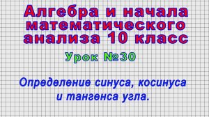 Алгебра 10 класс (Урок№30 - Определение синуса, косинуса и тангенса угла.)