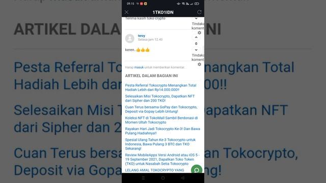 Event baru lagi di Tokocrypto kyc level 1 dapat 3BTC/3TKO Berlaku sampai 21Semptember смотреть онлайн
