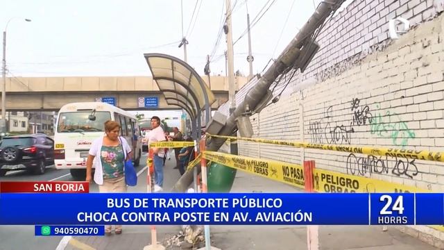 San Borja: bus de transporte público choca contra poste de alumbrado público смотреть онлайн