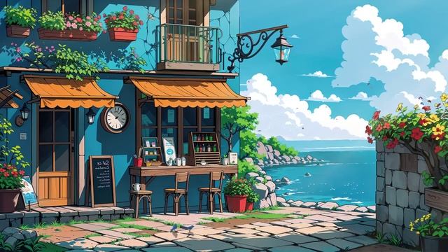 Coffee in Seaside Tranquility with Lofi Cafe Lofi Hip Hop beats to relax - chill - study смотреть онлайн