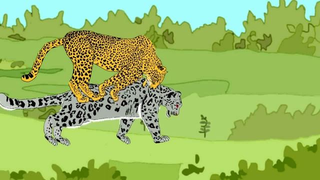 Leopard Vs Snow Leopard Animation-- All Animation #dc2 #drawingcartoons2