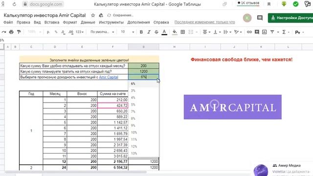 Калькулятор доходности Amir Capital смотреть онлайн