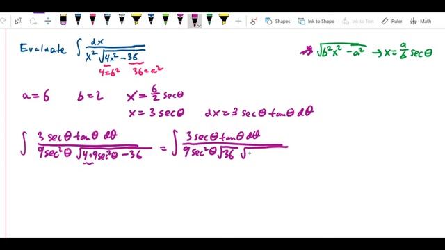 Trigonometric Substitution 1 over x square sqrt 4 x squared minus 36 смотреть онлайн