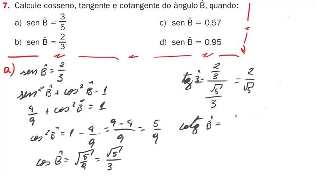 7. Calcule cosseno, tangente e cotangente do ângulo B, quando: смотреть онлайн
