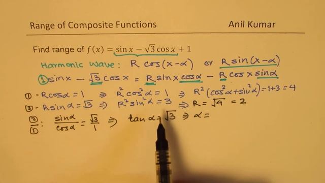 Find Range of sinx-√3 cosx+1 composite Trigonometric function смотреть онлайн