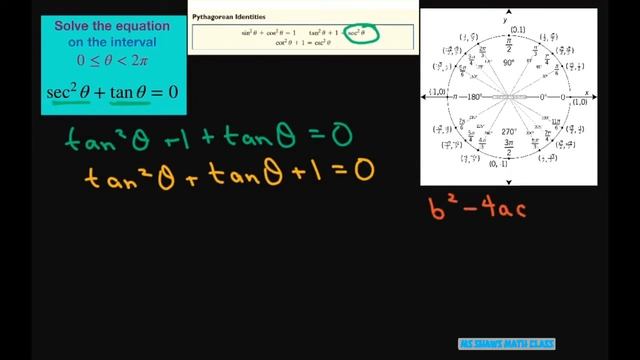 Solve the Trig equation sec^2 x + tan x = 0 on the interval [0, 2pi) смотреть онлайн