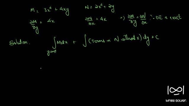 Q181 Find Solution : (3x^2+4xy)dx + (2x^2+2y)dy = 0 смотреть онлайн