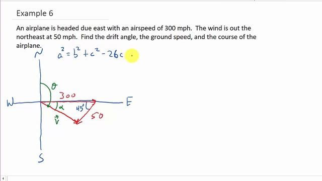 Vector Application: Airplane Course, Ground Speed, Drift Angle Example 1 смотреть онлайн
