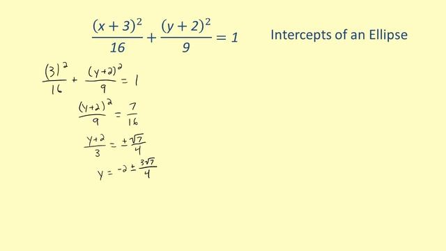 LO 103 Find the intercepts of an ellipse given an equation in standard form смотреть онлайн