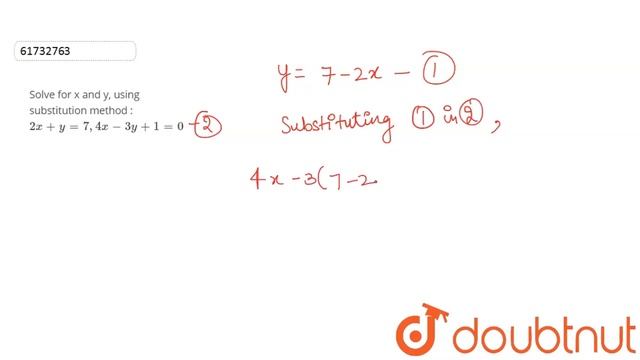 Solve for x and y, using substitution method : ` 2x + y = 7, 4x - 3y + 1 =0 ` смотреть онлайн