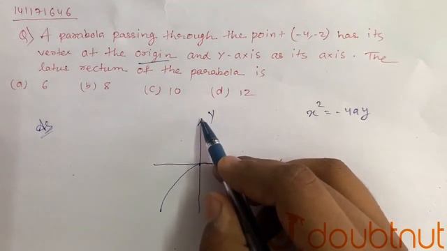 A parabola passing through the point (-4, -2) has its vartex at the origin and Y-axis as its axi... смотреть онлайн