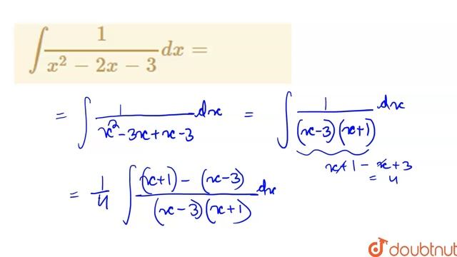 `int(1)/(x^(2)-2x-3)dx=` смотреть онлайн