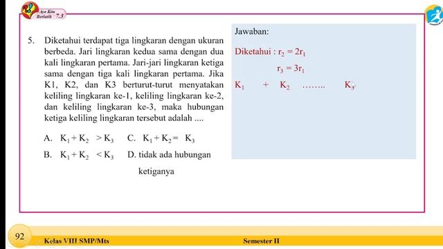 MATEMATIKA KELAS 8 HALAMAN 91-93 SEMESTER 2 KURIKULUM K-13 || BAB 7 LINGKARAN смотреть онлайн