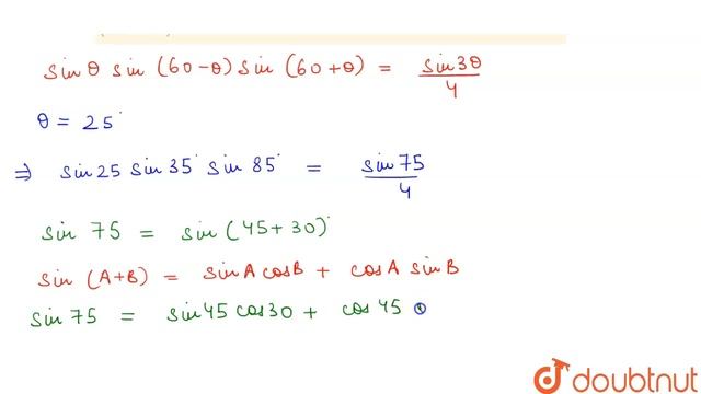 If the value of the expression sin 25^@* sin 35^@* sin 85^@ can be expressed as (sqrta+sqrt b)/c... смотреть онлайн