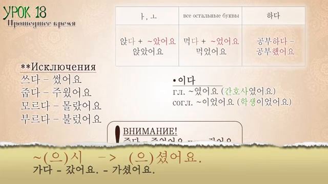 Past Tense Korean Корейского языка Прошедшее время 았 었어요 смотреть онлайн