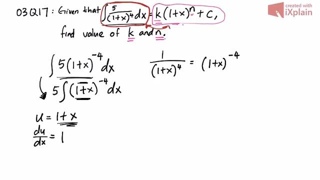 Integration 1: How to solve integral and find k and exponent (SPM A. Maths 03Q17) смотреть онлайн