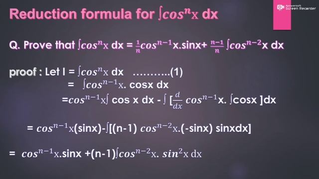 Reduction formula for integral of cos^nXdx |Integral calculus|#check_description#math смотреть онлайн