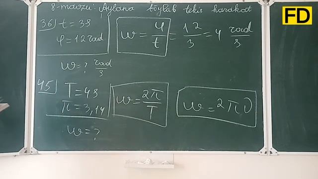8-mavzu: Aylana Bo'ylab Tekis Harakat Usmonov Fizika To'plam Yechimlari Fazliddinov Diyorbek
