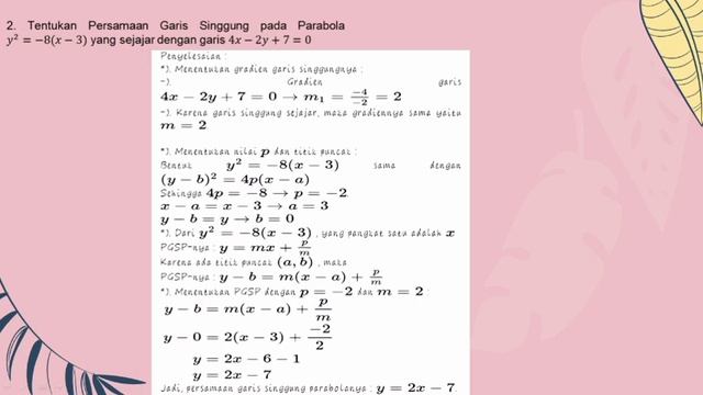 GABR-Garis Singgung Parabola puncak (0,0) dan (a,b) serta Titik dan Garis Polar || materi 8 смотреть онлайн