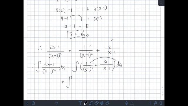 Integral Practice #40: integral of ((2x - 1)/(x - 1)^2)dx (partial fractions) смотреть онлайн