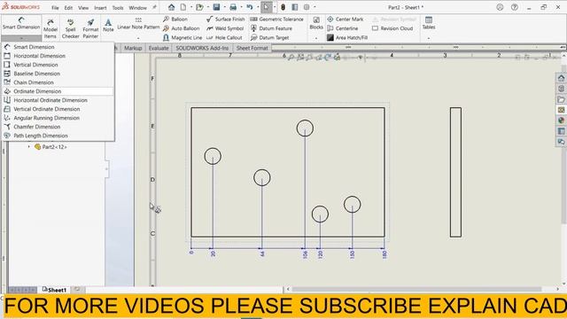 SOLIDWORKS 2022 2D DRAWING TUTORIALS | ORDINATE DIMENSION IN SOLIDWORKS 2D DRAWINGS| EXPLAIN CAD | смотреть онлайн