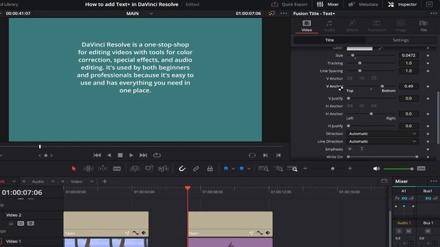 TEXT+ DaVinci Resolve 18 Tutorial for Beginners смотреть онлайн
