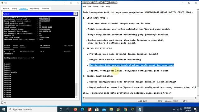 KONFIGURASI DASAR SWITCH CISCO 2960 смотреть онлайн
