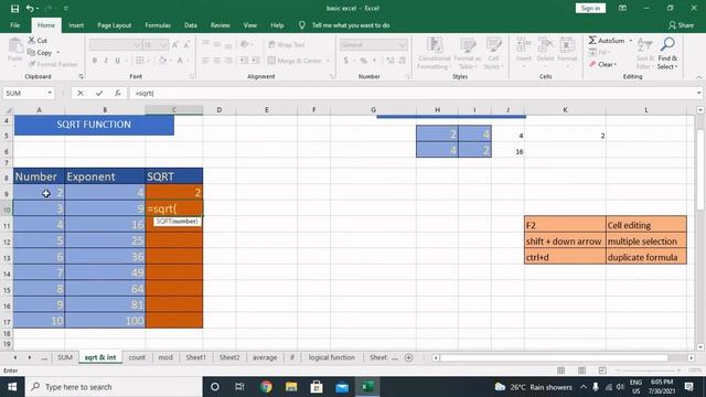#excel #msexcel Sqrt, Abs & Int function in MS-EXCEL смотреть онлайн