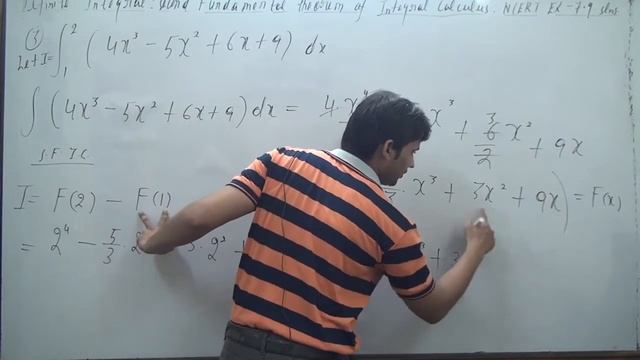 Evaluate the definite integral from limit 1 to 2 (4x^3-5x^2+6x+9) dx смотреть онлайн