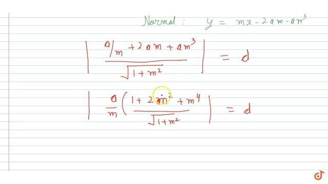 The distance between a tangent to the parabola `y^2= 4ax` and a parallel normal is, where `a... смотреть онлайн