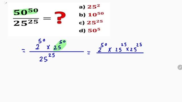 القدرات 🔥| اوجد ناتج Calculate 50^50/25^25 смотреть онлайн