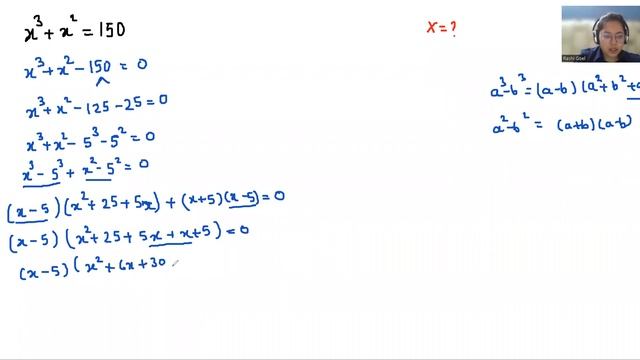 Solve x^3 + x^2 = 150 For 'X' | Math Olympiad Question смотреть онлайн