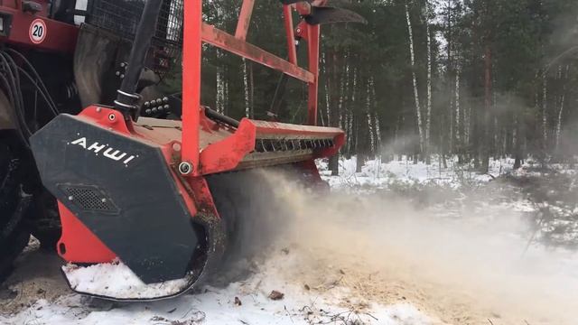 Мульчер AHWI M550 + Полесье УЭС2-280 измельчение пня!!!