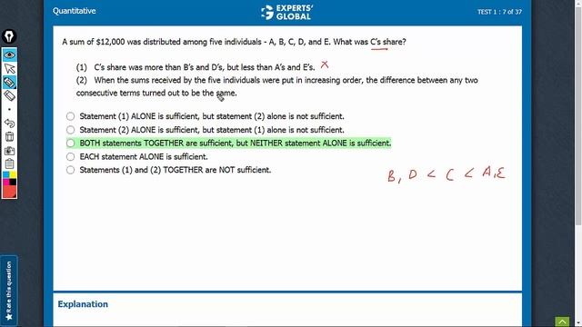 A sum of $12,000 was distributed among five individuals - A, B, | 7265 | Experts' Global GMAT Prep смотреть онлайн