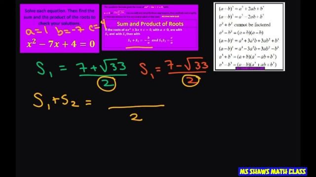Solve equation x^2 - 7x + 4 = 0. Check solutions by finding the sum and product of roots смотреть онлайн