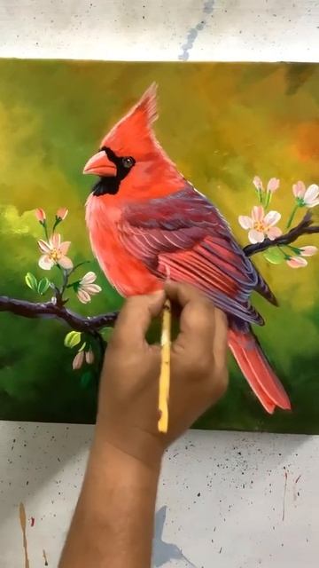 Northern cardinal bird painting #shorts #pramodkumararts #youtubeshorts #shortvideo смотреть онлайн