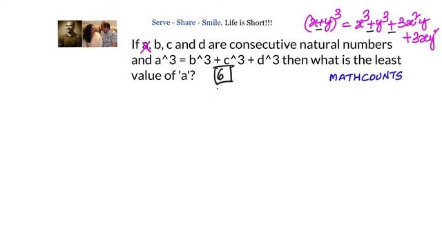 If a,b,c and d are 4 consecutive natural numbers such that a^3 = b^3 +c^3 +d^3 then find the ... смотреть онлайн