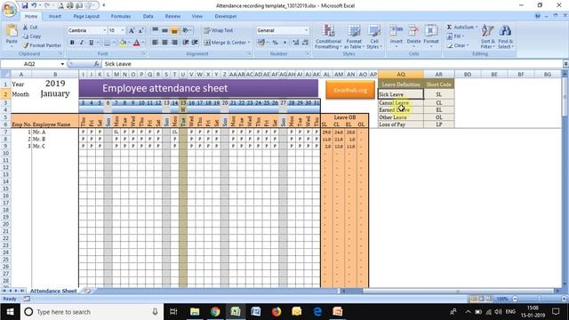 Employee attendance sheet in excel with formula смотреть онлайн