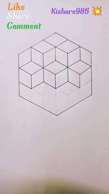 #shorts How To Draw A 3d Optical Illusion Geometric Cube #illusion #3d