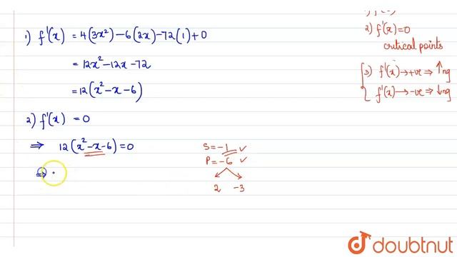 Find the intervals in which the function `f(x)=4x^3-6x^2-72x+30` is |Class 12 MATH | Doubtnut смотреть онлайн