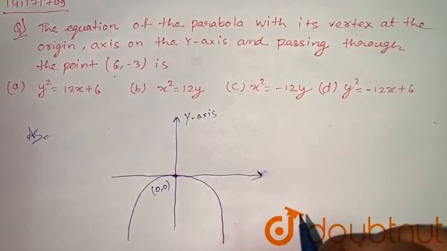 The equatio of the parabola with its vertex at the origin, axis on the Y-axis andpassing through... смотреть онлайн