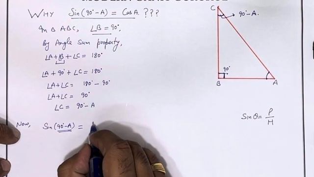 Why Sin (90°- A) = Cos A ?? | Trigonometry |
