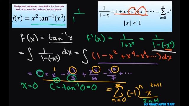 Find power series representation for f(x) = x^2 arctan (x^3). Radius of convergence смотреть онлайн