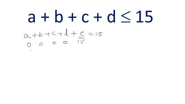 Number of non negative integral solutions for the equation a + b + c +d less than or equal to 15 смотреть онлайн